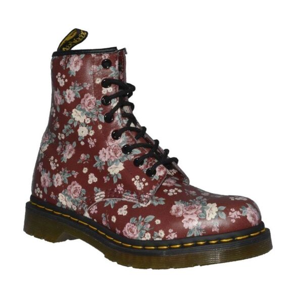 RARE Dr. Martens 1460 Vintage Rose Floral Print 8-Eye Lace Up Combat Boots 90s - Picture 1 of 11